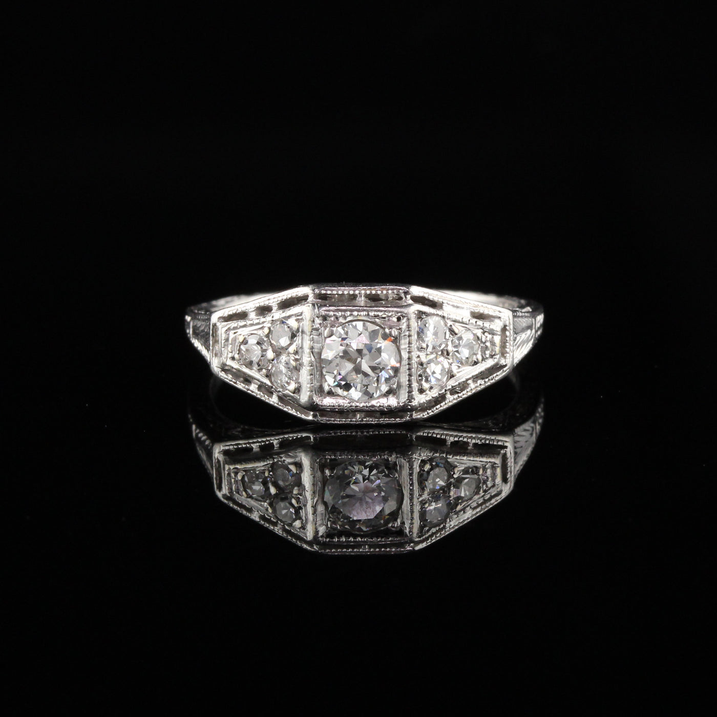 Antique Art Deco Platinum Diamond Engagement Ring