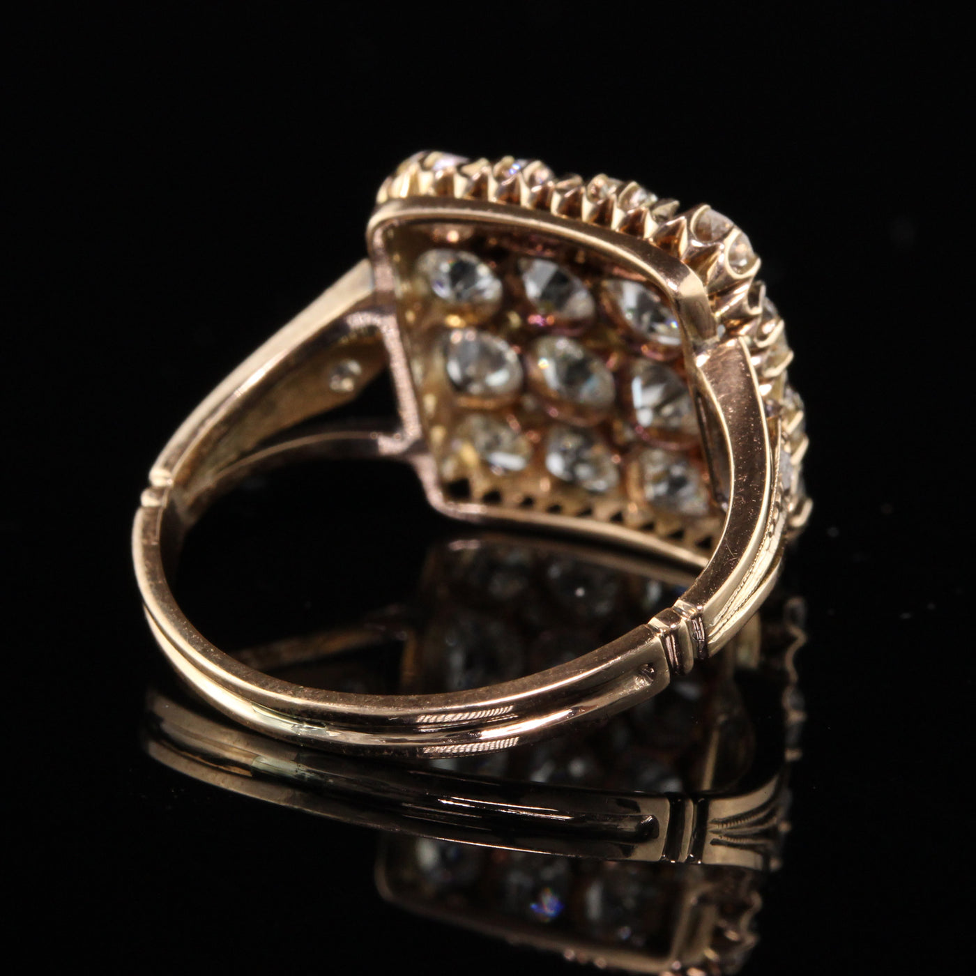 RESERVED - LAYAWAY 5 of 6 - Antique Victorian 18K Yellow Gold Old Mine Diamond Cluster Ring