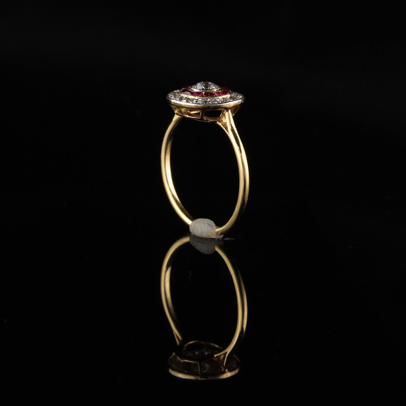 Antique Victorian 18K Yellow Gold Diamond and Ruby Engagement Ring