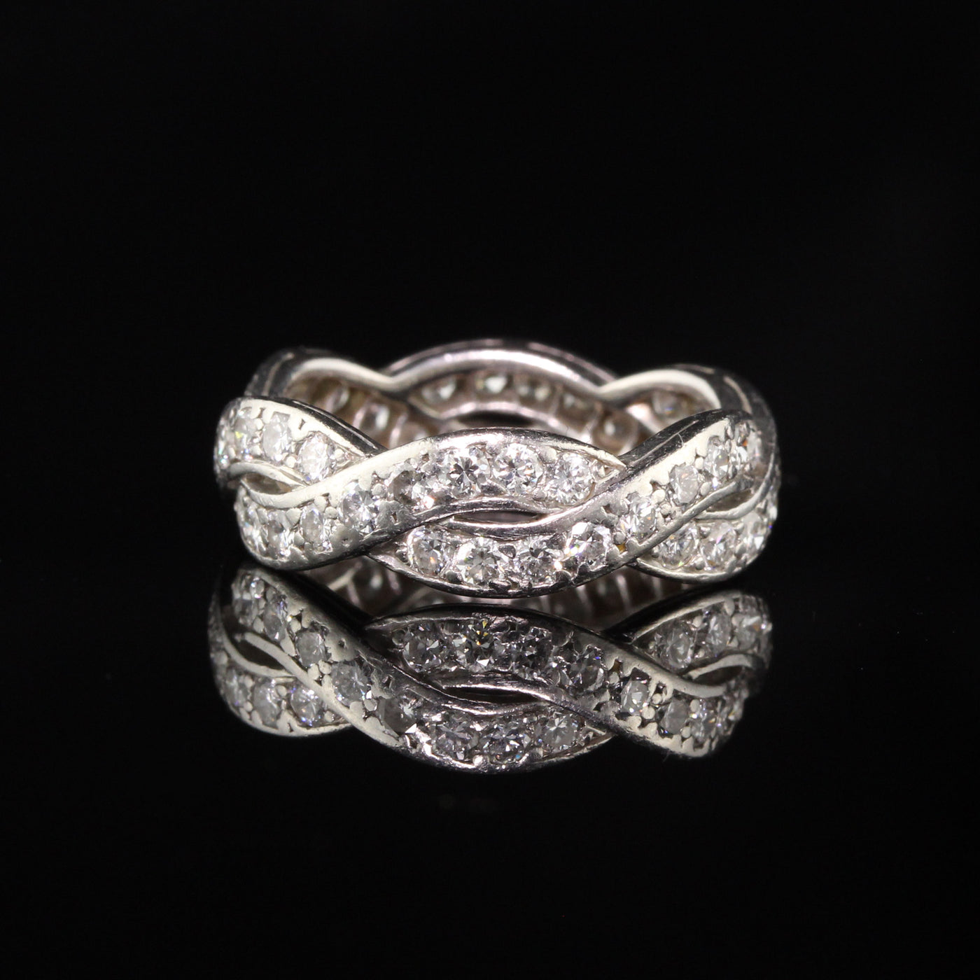 Van Cleef and Arpels Vintage Platinum Diamond Eternity Wedding Band - Size 5.5