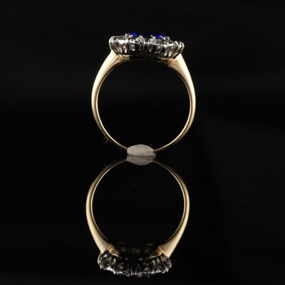 Antique Victorian 18K Yellow Gold Diamond and Sapphire Engagement Ring