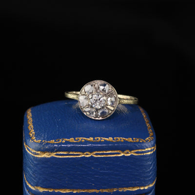 Antique Victorian 10K Yellow Gold Old Euro and Rose Cut Diamond Engagement Ring