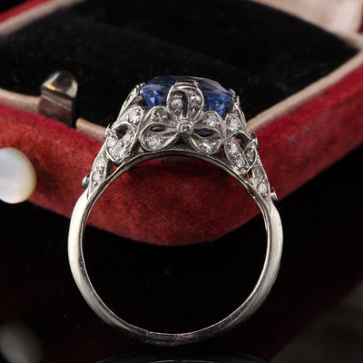 Antique Art Deco Platinum Diamond and Sapphire Engagement Ring - LAYAWAY 1 of 3