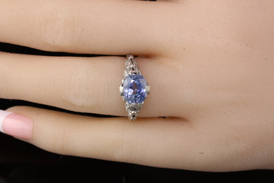 Antique Art Deco Platinum Diamond and Sapphire Engagement Ring - DEPOSIT