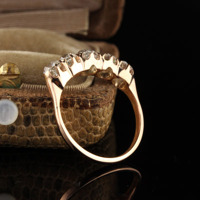 Antique Victorian 18K Rose Gold Old Mine Cut Diamond Five Stone Ring
