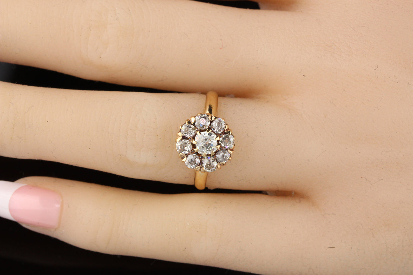 Antique Victorian 14K Yellow Gold Old Mine Cut Diamond Engagement Ring