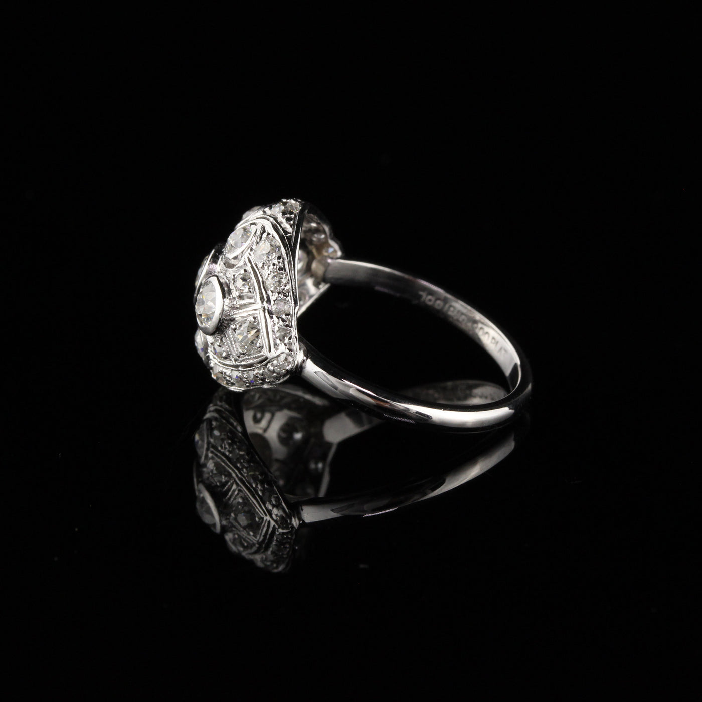 Antique Art Deco Platinum Old Euro Cut Diamond Engagement Ring