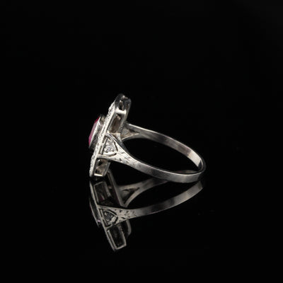 Antique Art Deco Platinum Ruby and Diamond Engagement Ring