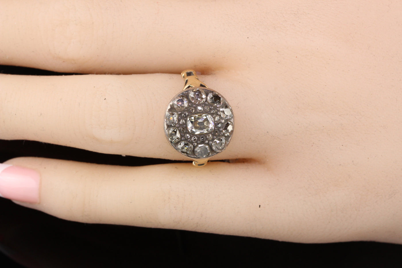 Antique Georgian 18K Yellow Gold and Silver Top Rose Cut Diamond Engagement Ring - Layaway 6 of 6