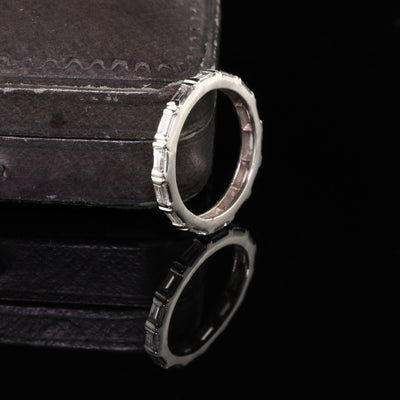 Vintage Retro Platinum Diamond Baguette Eternity Ring - Size 5.75