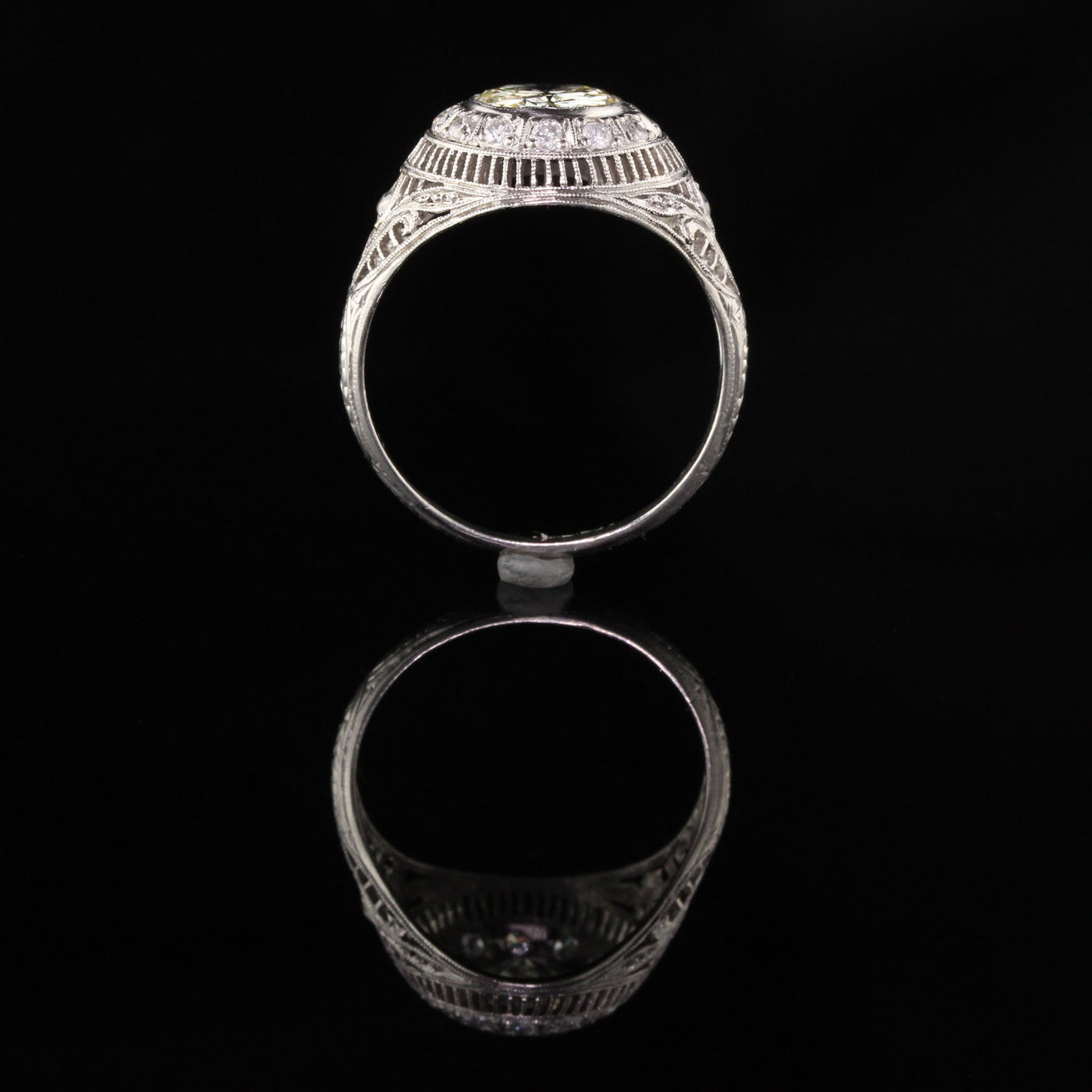 Antique Art Deco Platinum 1.55 ct Old European Diamond Engagement Ring