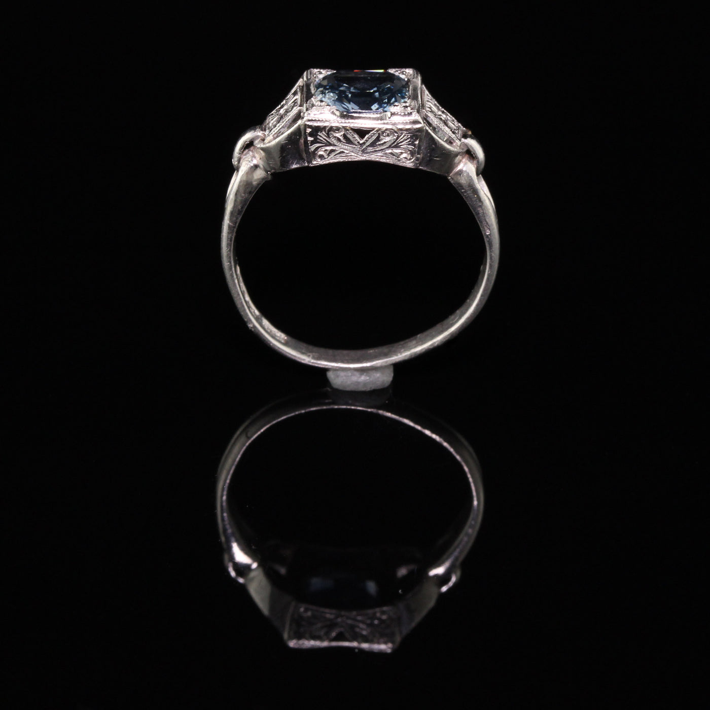 Antique Art Deco Platinum Sapphire Engagement Ring