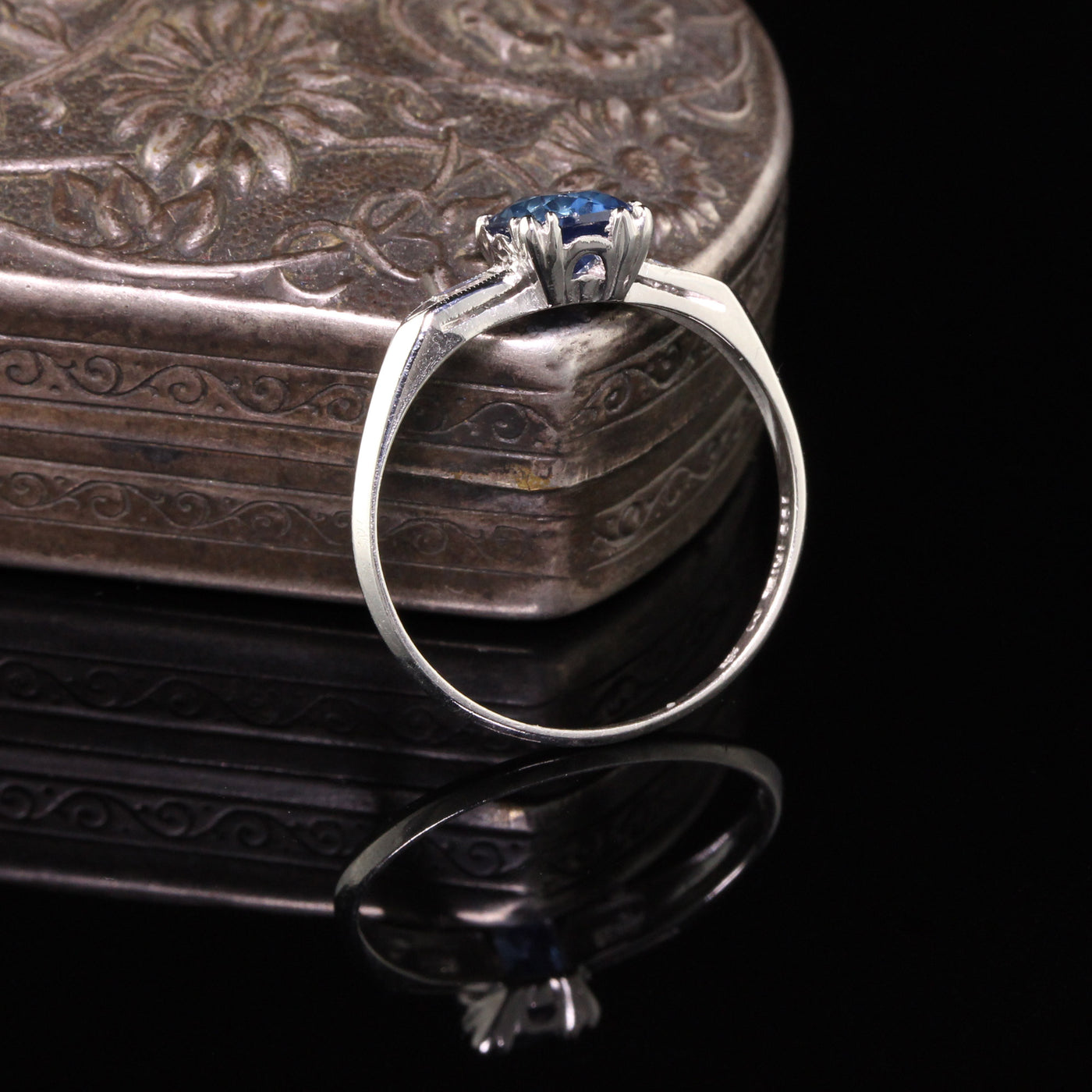 Antique Art Deco Platinum Sapphire and Diamond Engagement Ring - Layaway 4 of 4