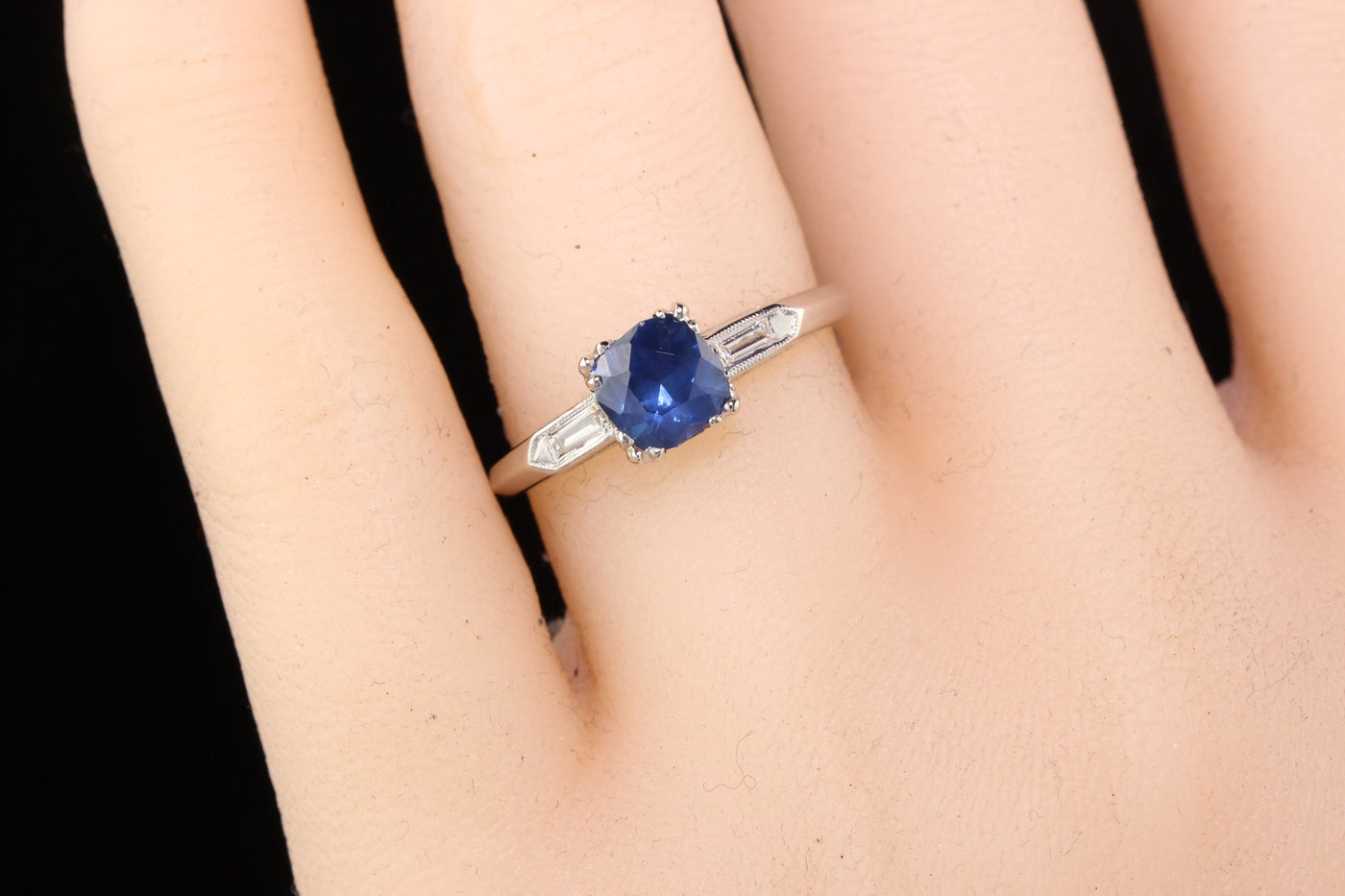 Antique Art Deco Platinum Sapphire and Diamond Engagement Ring - Layaway 1 of 4
