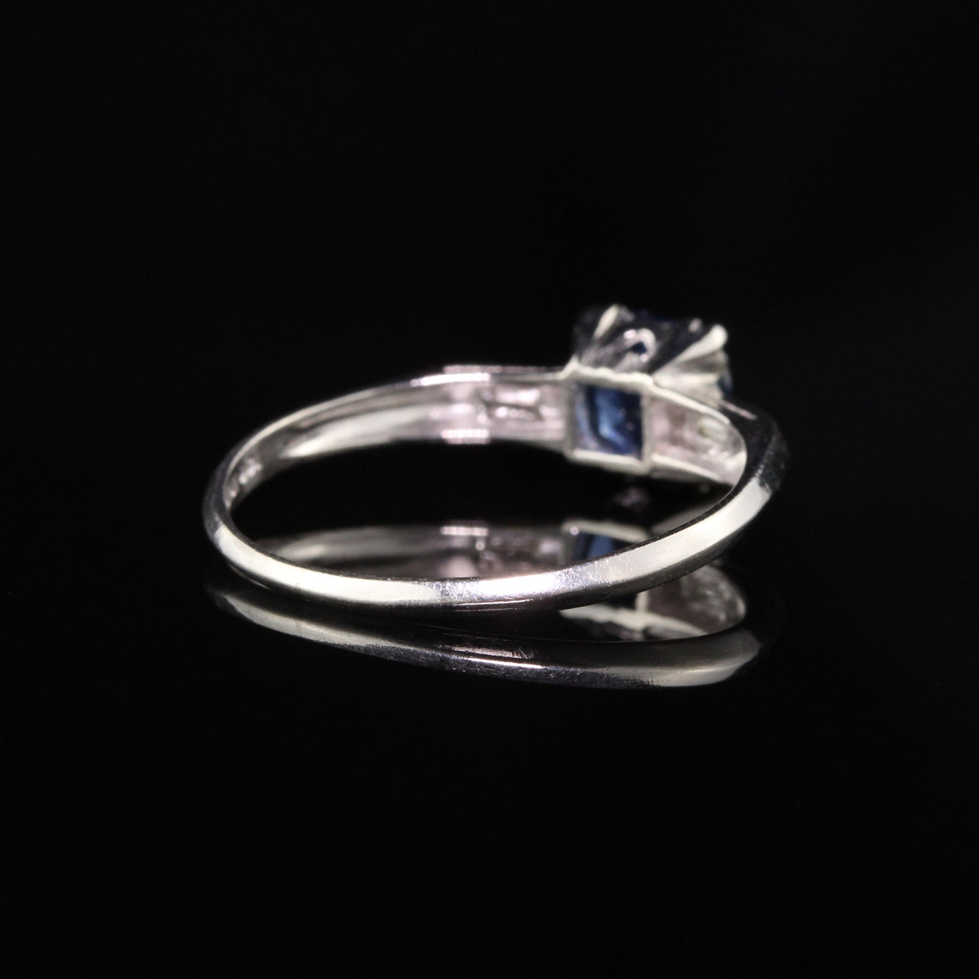Antique Art Deco Platinum Sapphire and Diamond Engagement Ring - Layaway 4 of 4