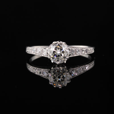 Bailey Banks and Biddle Art Deco Platinum Old Euro Diamond Engagement Ring