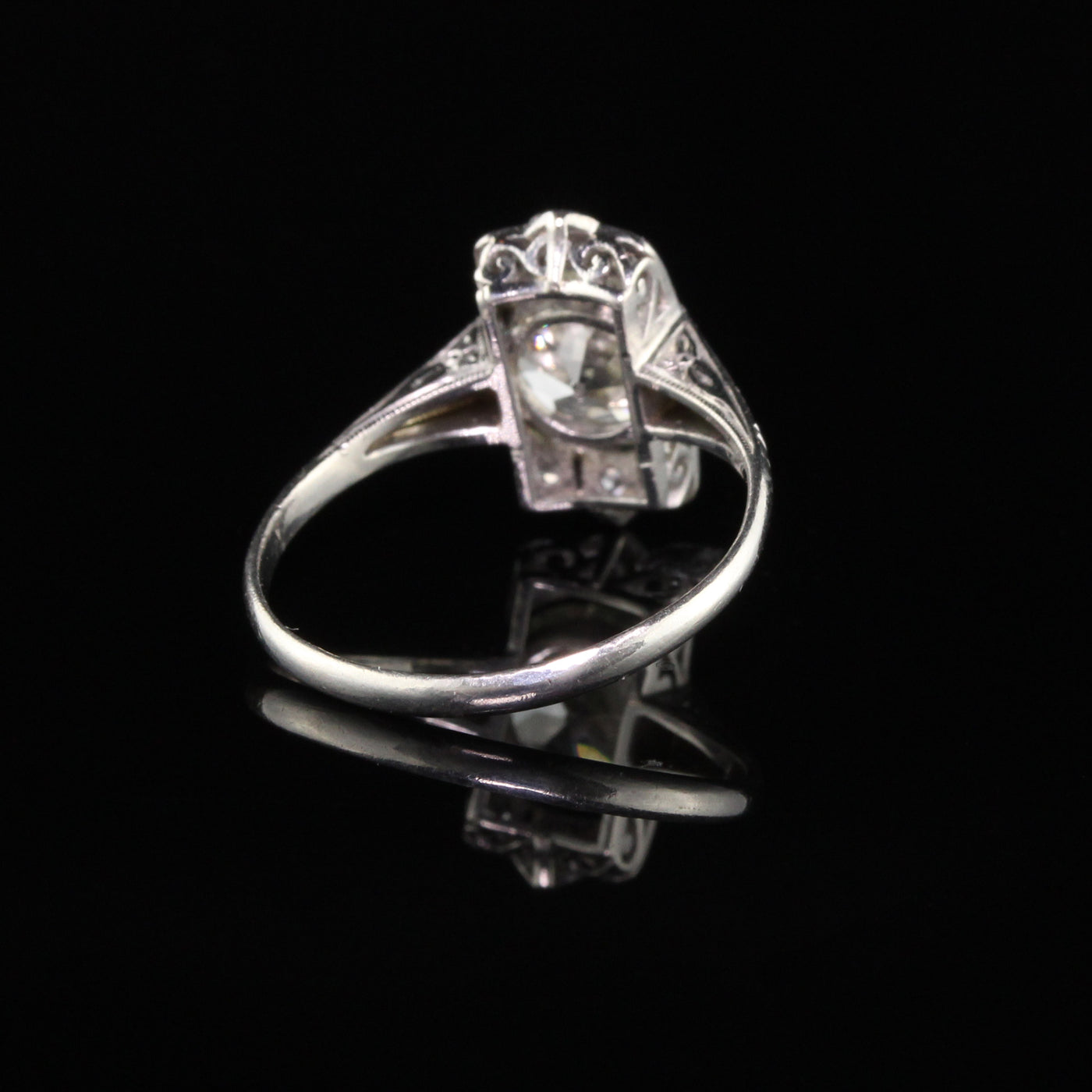 Antique Art Deco Platinum Old European Cut Diamond Engagement Ring