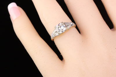 Antique Art Deco Platinum and Yellow Gold Diamond Engagement Ring
