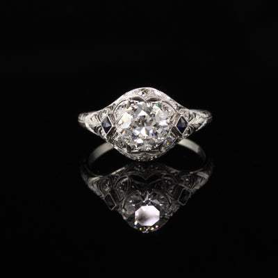 Antique Art Deco Platinum and Diamond Engagement Ring