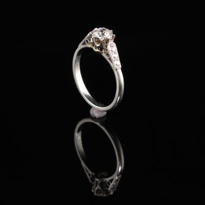 Antique Art Deco Platinum Old Mine Diamond Engagement Ring