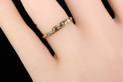 Antique Art Deco 14K/18K Yellow Gold Two Tone Heart Wedding Band - Size 5 1/2
