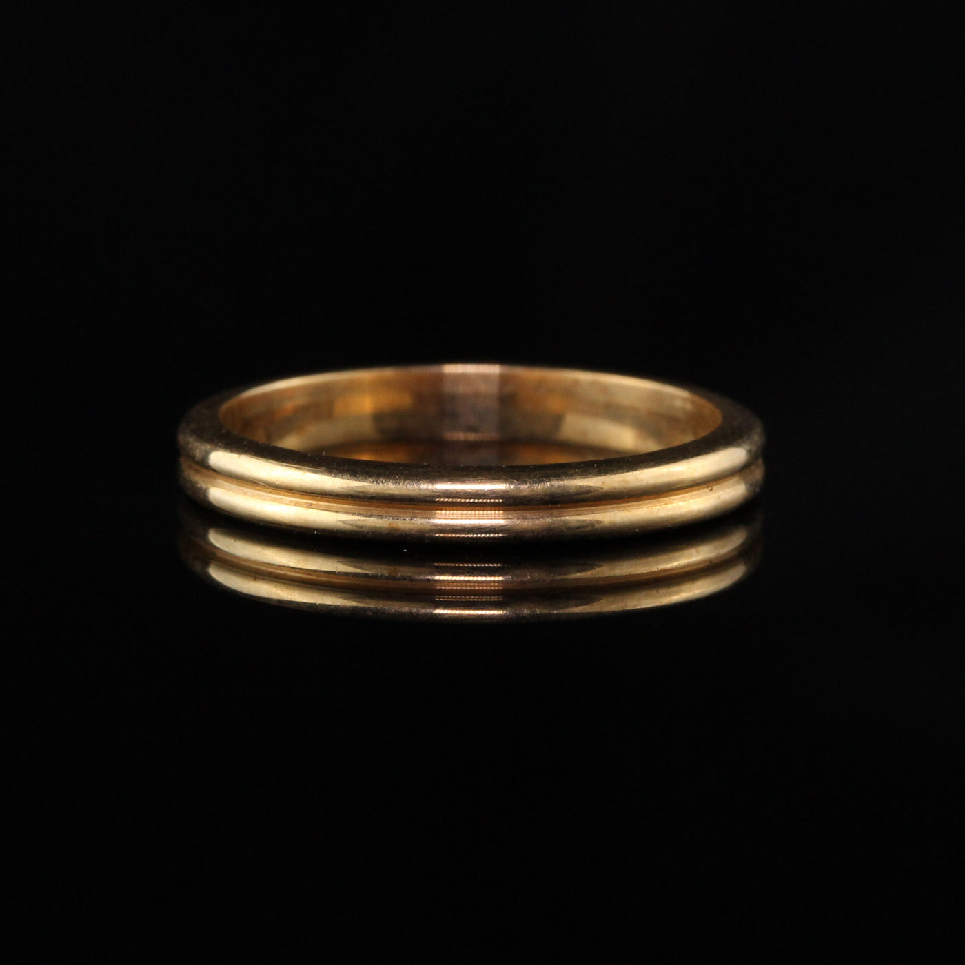 Antique Art Deco 14K Yellow Gold Engraved Wedding Band - Size 6 1/4