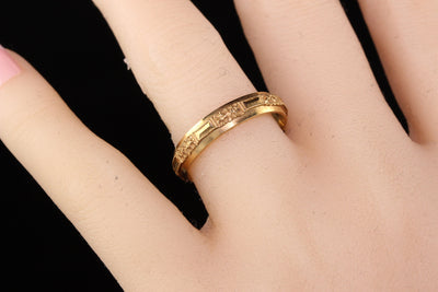 Antique Art Deco 14K Yellow Gold Engraved Wedding Band - Size 9 1/4