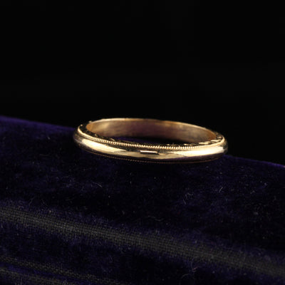 Antique Art Deco 14K Yellow Gold Engraved Wedding Band - Size 7 1/2