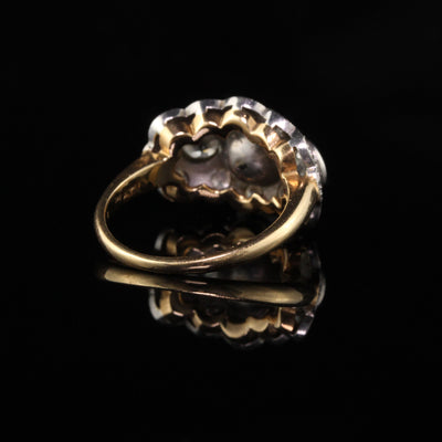 Antique Edwardian 14K Yellow Gold Platinum Three Stone Pearl Diamond Ring