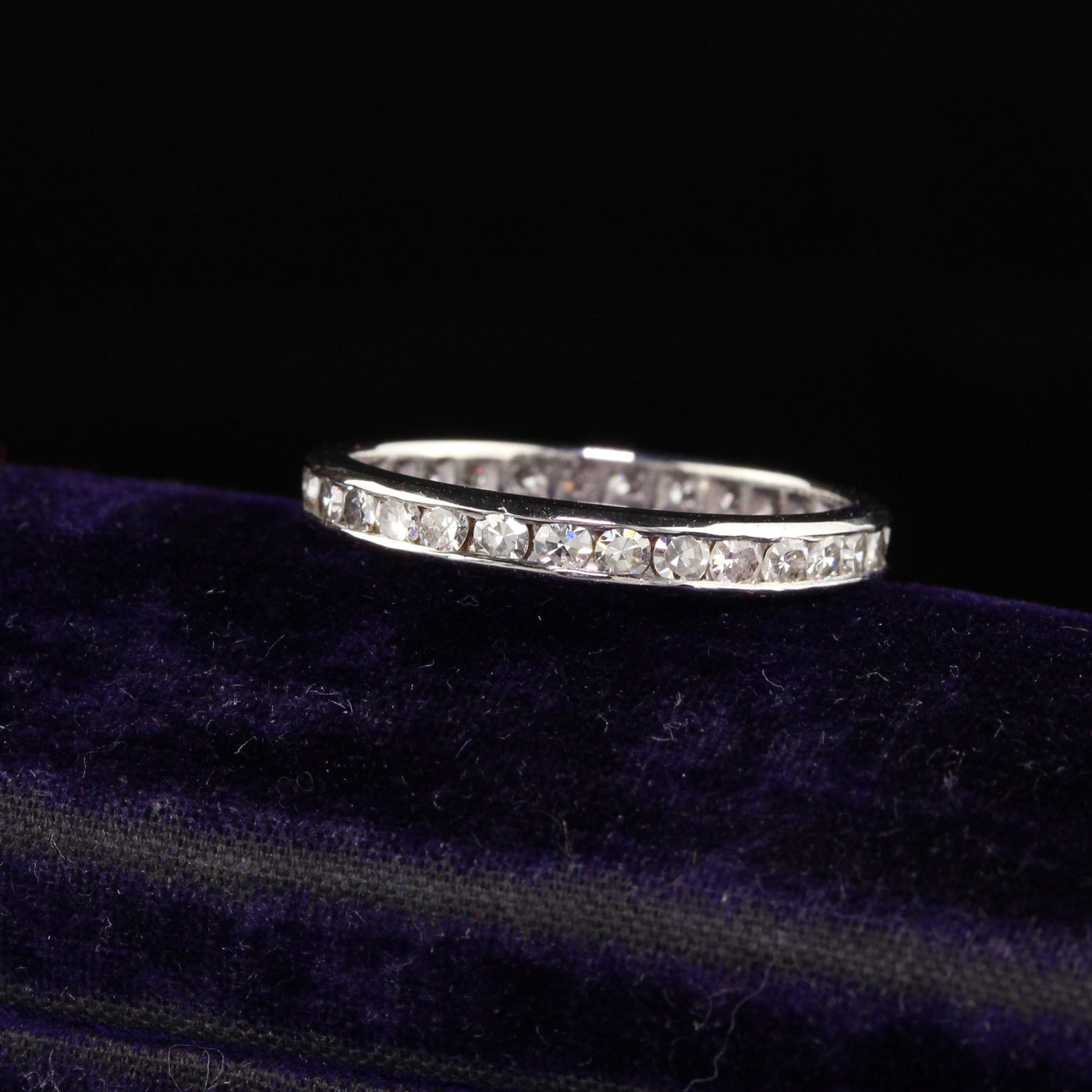 Antique Art Deco Platinum Diamond Single Cut Eternity Band - Size 8.5