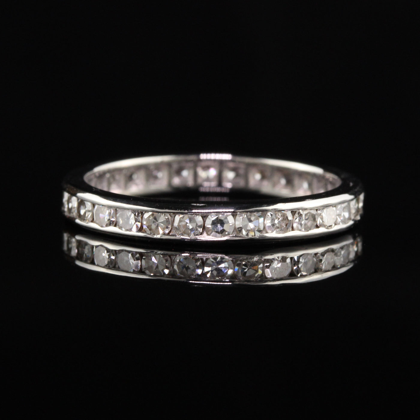 Antique Art Deco Platinum Diamond Single Cut Eternity Band - Size 8.5