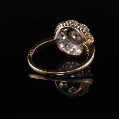 Antique Victorian 18K Yellow Gold Old Mine Diamond Cluster Engagement Ring