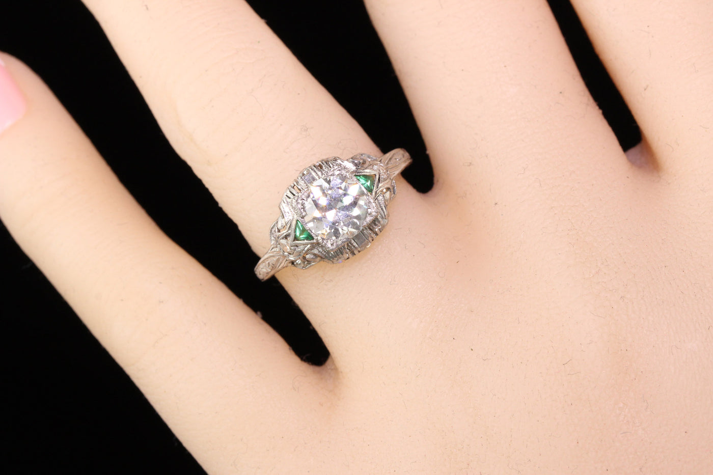 Layaway 3 of 3 - Antique Art Deco Platinum Old European Diamond Engagement Ring
