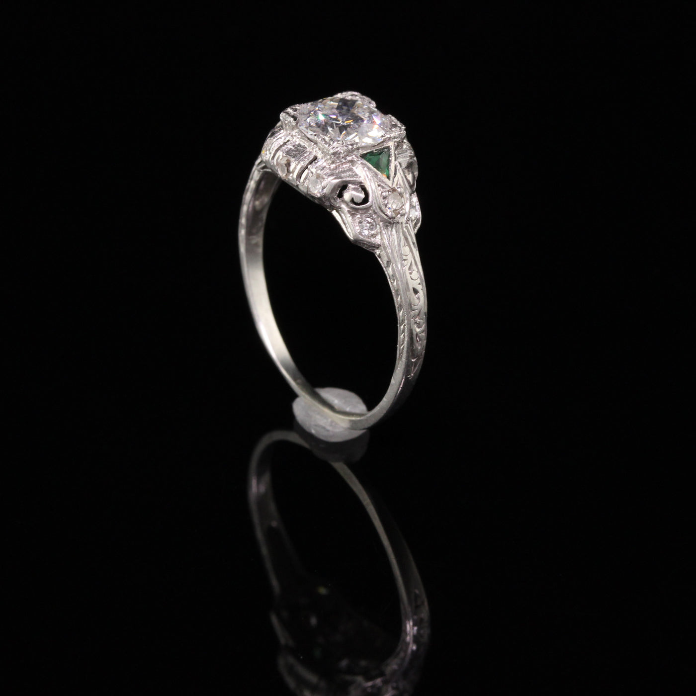 RESERVED - Layaway 2 of 3 - Antique Art Deco Platinum Old European Diamond Engagement Ring
