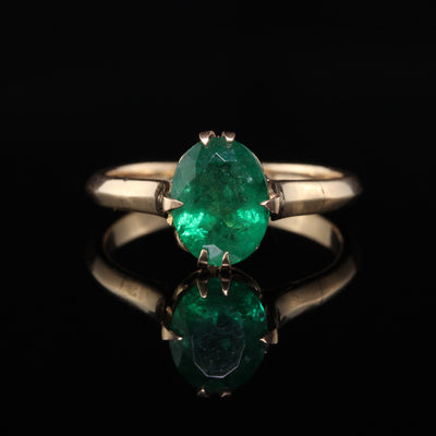 Antique Victorian 14K Yellow Gold Emerald Engagement Ring
