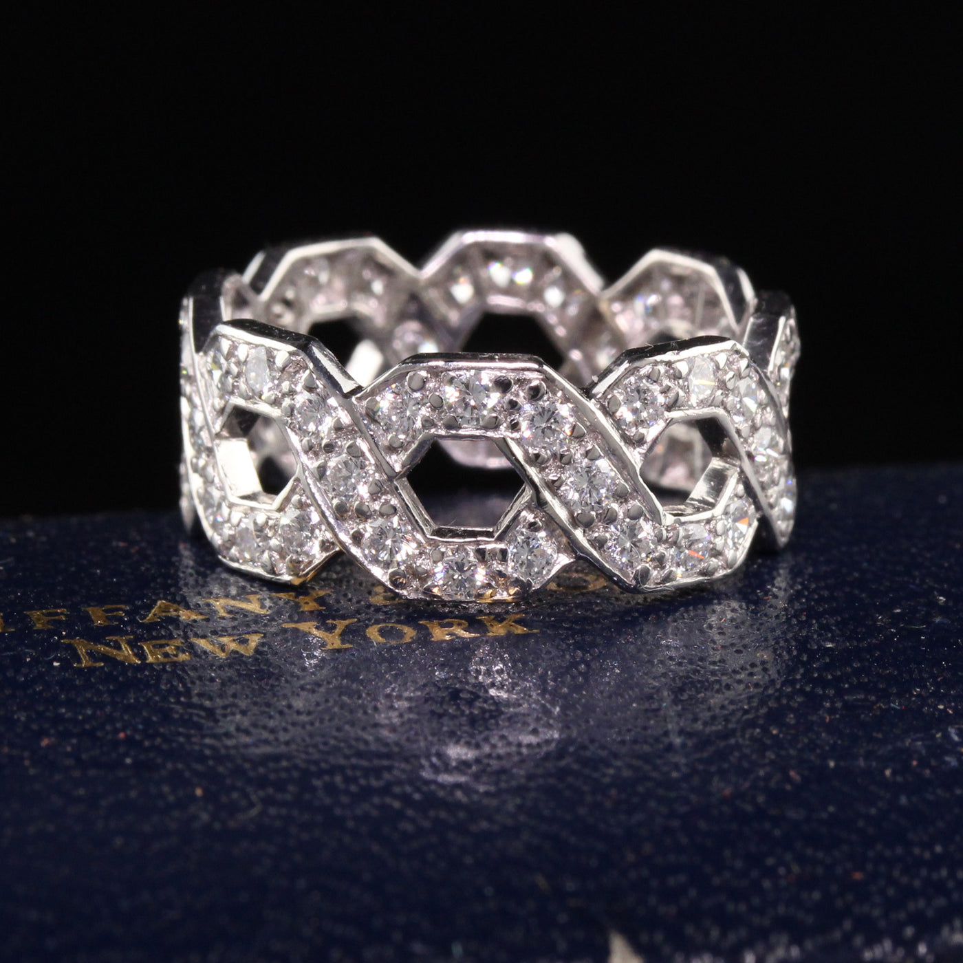 Antique Art Deco Tiffany and Co Platinum Interlaced Diamond Eternity Band