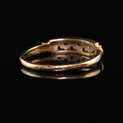 Antique Art Deco 14K Yellow Gold Two Tone Link Wedding Band