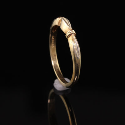 Antique Art Deco 14K Yellow Gold Two Tone Wedding Band - Size 6
