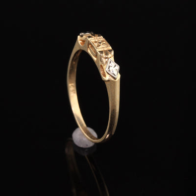 Antique Art Deco 14K Yellow Gold Two Tone Wedding Band - Size 6 1/4