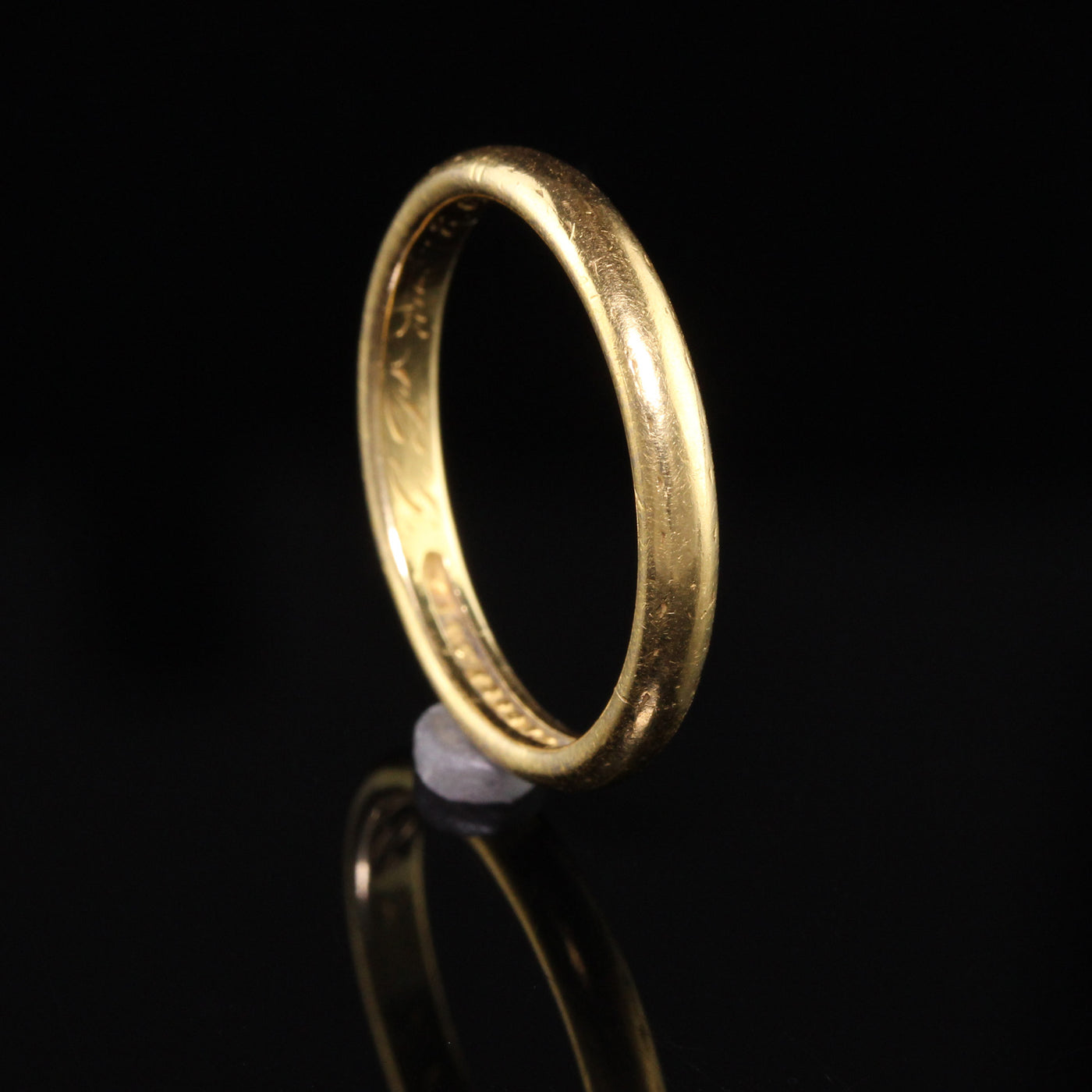 Antique Art Deco PEACOCK 22K Yellow Gold Engraved Classic Wedding Band - Size 10 1/2