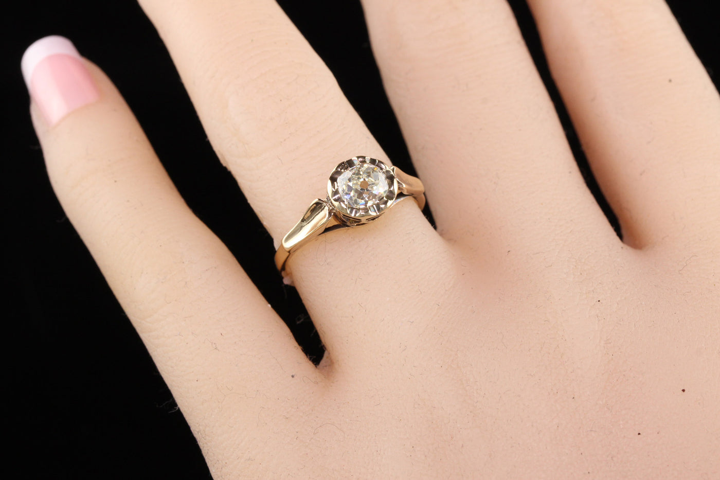 Antique Victorian 18K Yellow Gold Old Mine Cut Diamond Engagement Ring