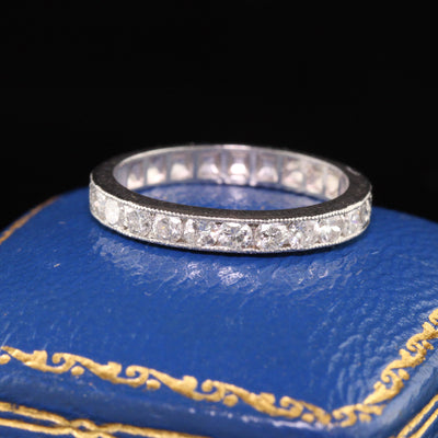 RESERVED Layaway 1 of 2 Antique Art Deco Platinum Old European Diamond Engraved Wedding Band