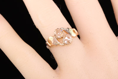 RESERVED - Antique Art Deco 18K Rose Gold Rose Cut Diamond Toi et Moi Ring