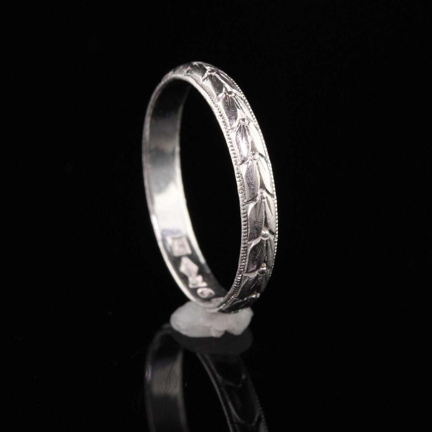 RESERVED - Layaway 2 of 2 - Antique Art Deco Platinum Engraved Pattern Wedding Band - Size 8