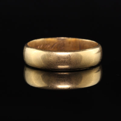 Antique Victorian 18K Yellow Gold Engraved Wedding Band - Size 4 3/4