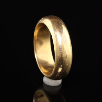 Antique Victorian 18K Yellow Gold Wide Engraved Wedding Band