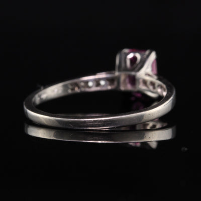 Antique Art Deco Platinum Pink Sapphire Diamond Engagement Ring