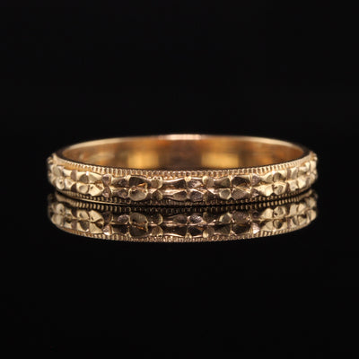 Antique Art Deco 14K Yellow Gold Engraved Wedding Band - Size 9