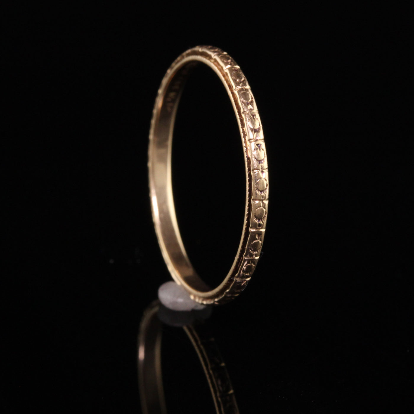 Antique Art Deco 14K Yellow Gold Engraved Wedding Band - Size 10 1/2