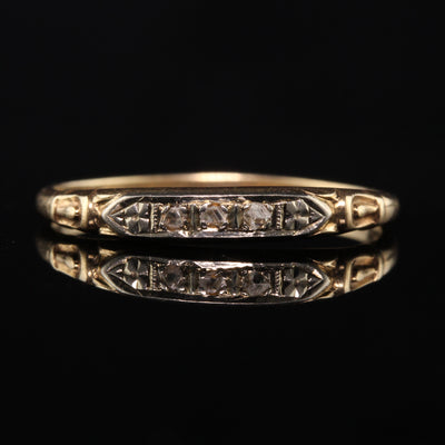 Antique Art Deco 14K Yellow Gold Rose Cut Diamond Wedding Band - Size 6 1/4